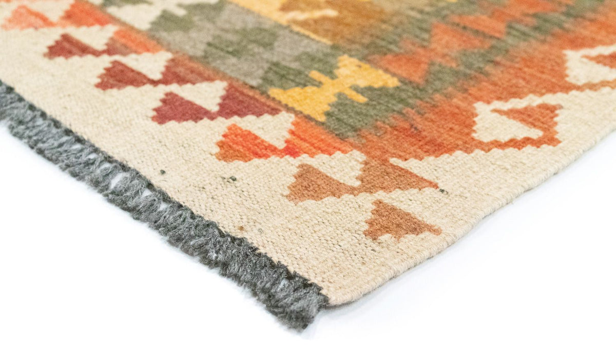 Runner Kelim Carpet - orientalisk matta - 390 x 85 cm - brun