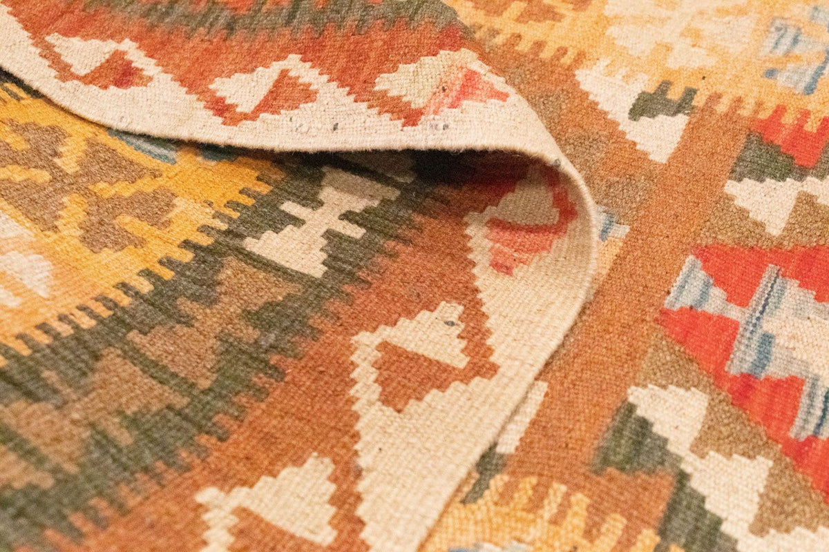 Runner Kelim Carpet - orientalisk matta - 390 x 85 cm - brun