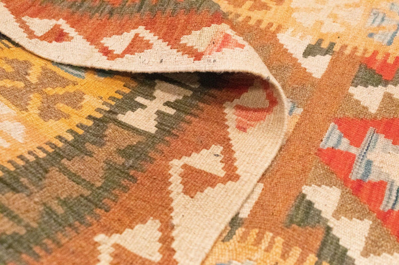 Runner Kelim Carpet - orientalisk matta - 390 x 85 cm - brun