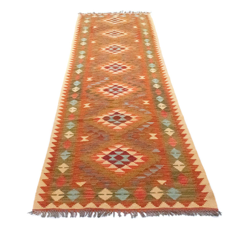 Runner Kelim Carpet - orientalisk matta - 300 x 80 cm - brun