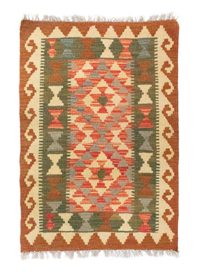 Kelim Carpet - orientalisk matta - 90 x 60 cm - brun