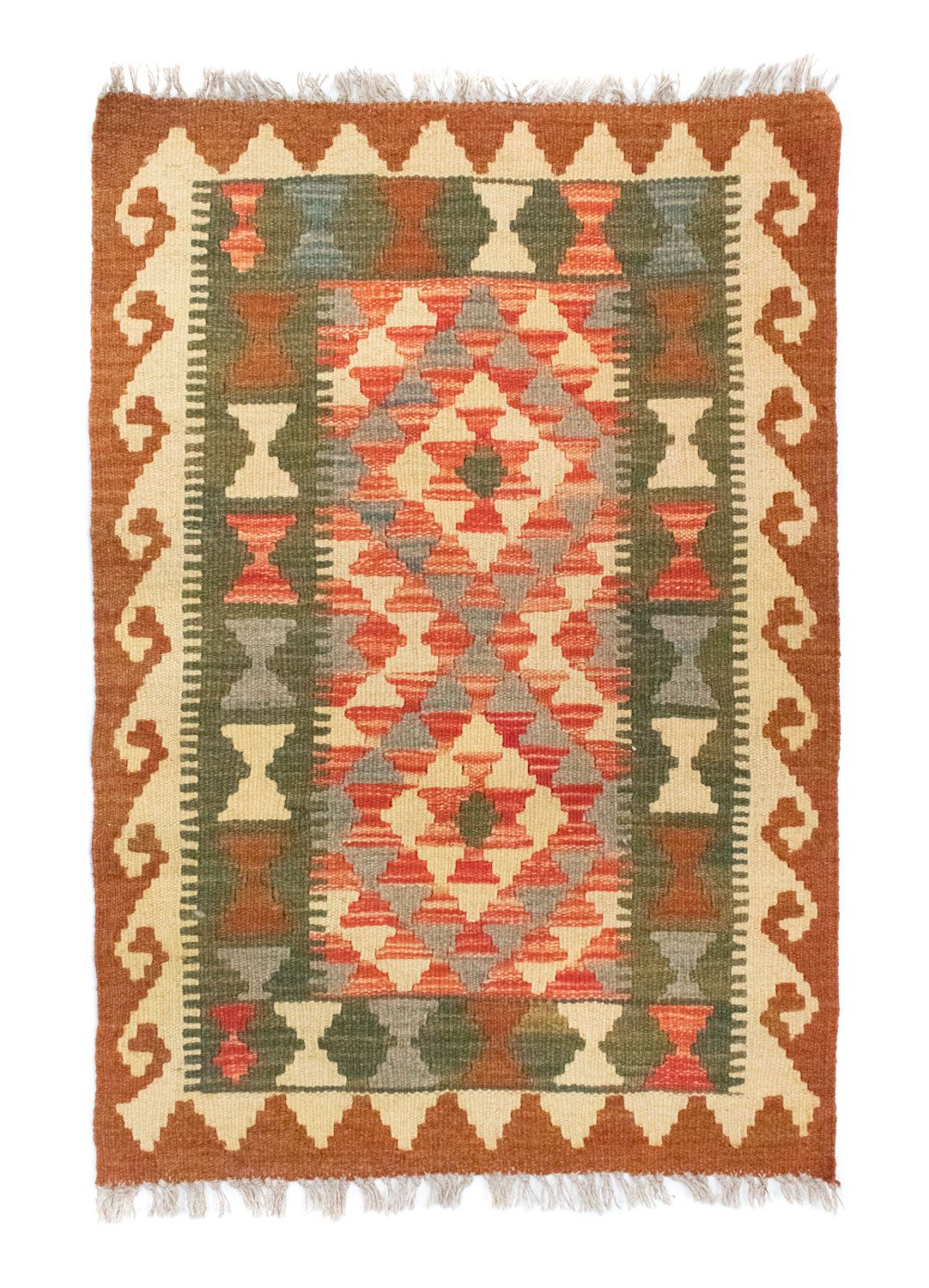 Kelim Carpet - orientalisk matta - 90 x 60 cm - brun