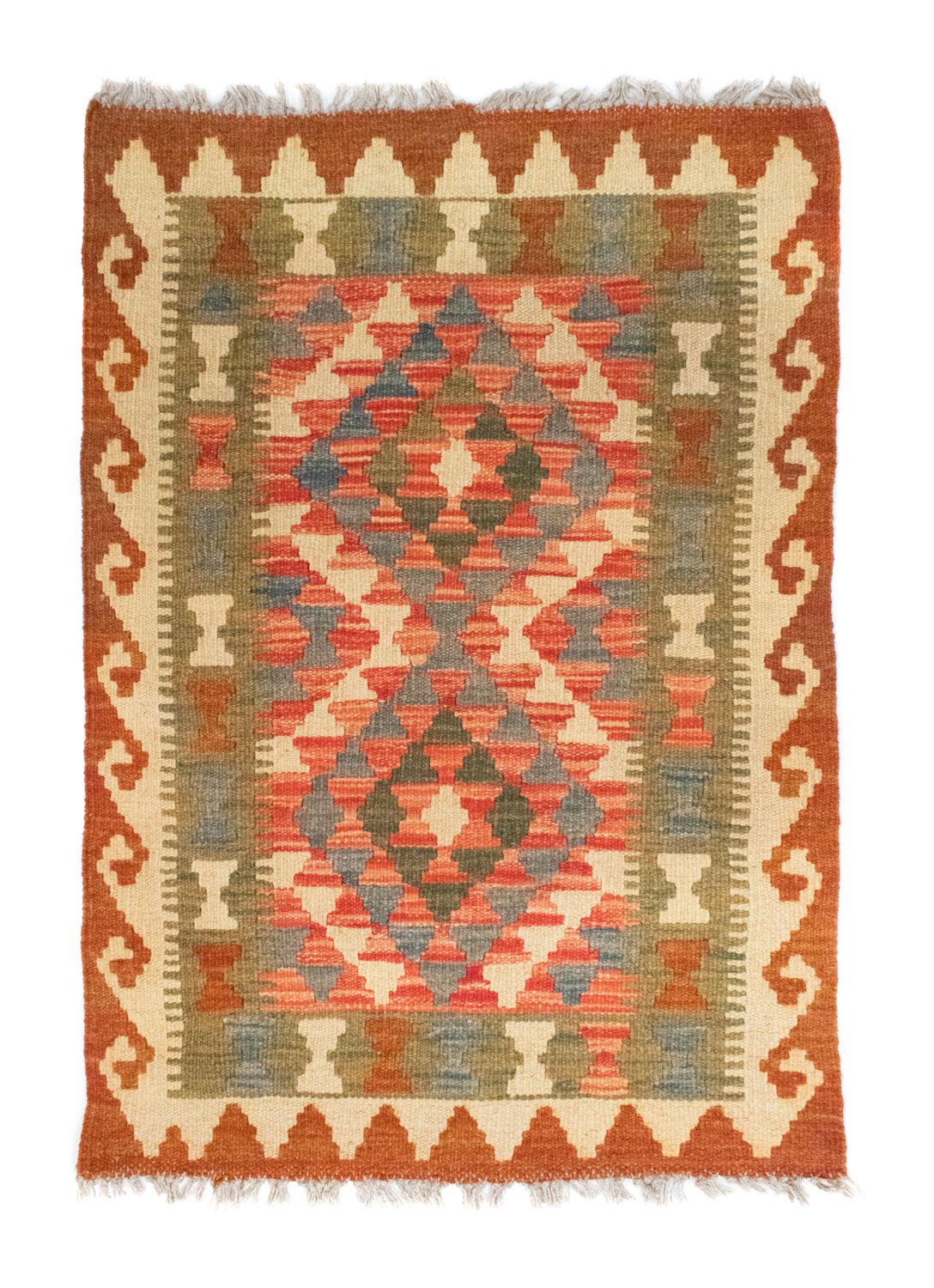 Kelim Carpet - orientalisk matta - 90 x 60 cm - orange