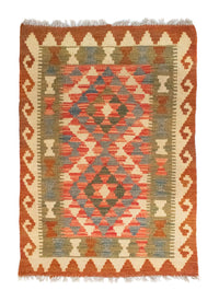 Kelim Carpet - orientalisk matta - 90 x 60 cm - orange