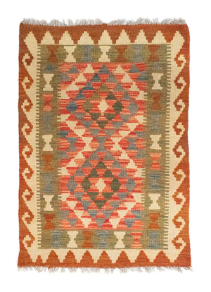Kelim Carpet - orientalisk matta - 90 x 60 cm - orange