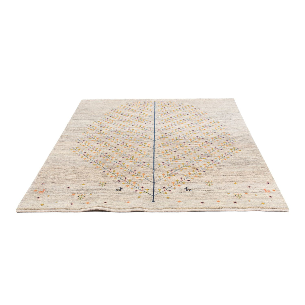 Gabbeh-matta - persisk - 200 x 151 cm - mörk beige