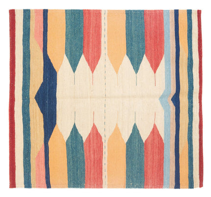 Kelim Carpet - orientalisk matta kvadrat  - 129 x 125 cm - mintgrön