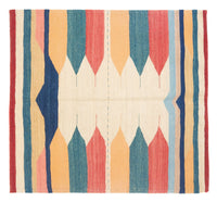 Kelim Carpet - orientalisk matta kvadrat  - 129 x 125 cm - mintgrön