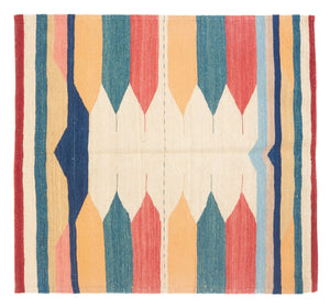 Kelim Carpet - orientalisk matta kvadrat  - 129 x 125 cm - mintgrön