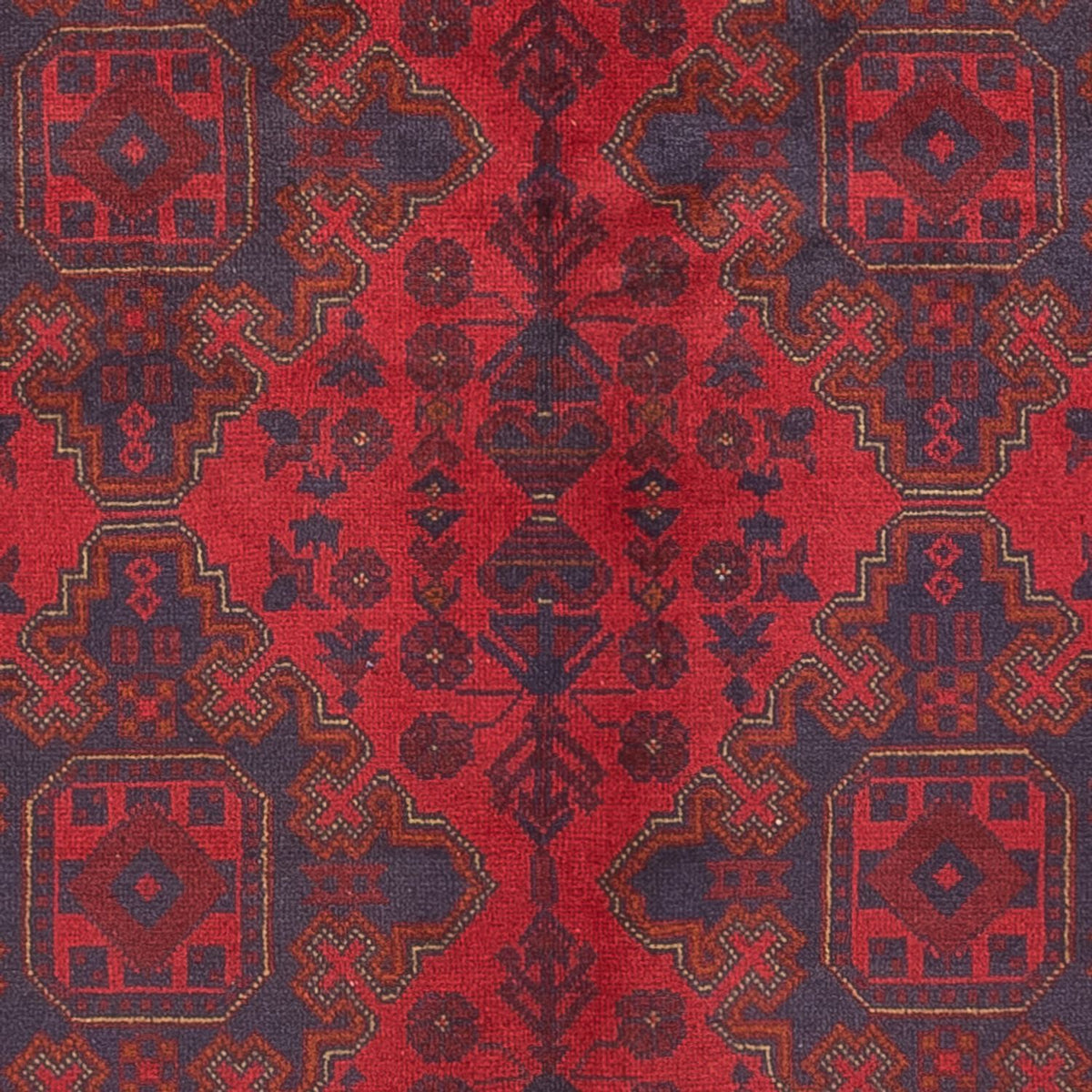 Afghansk matta - Kunduz - 200 x 152 cm - mörkröd