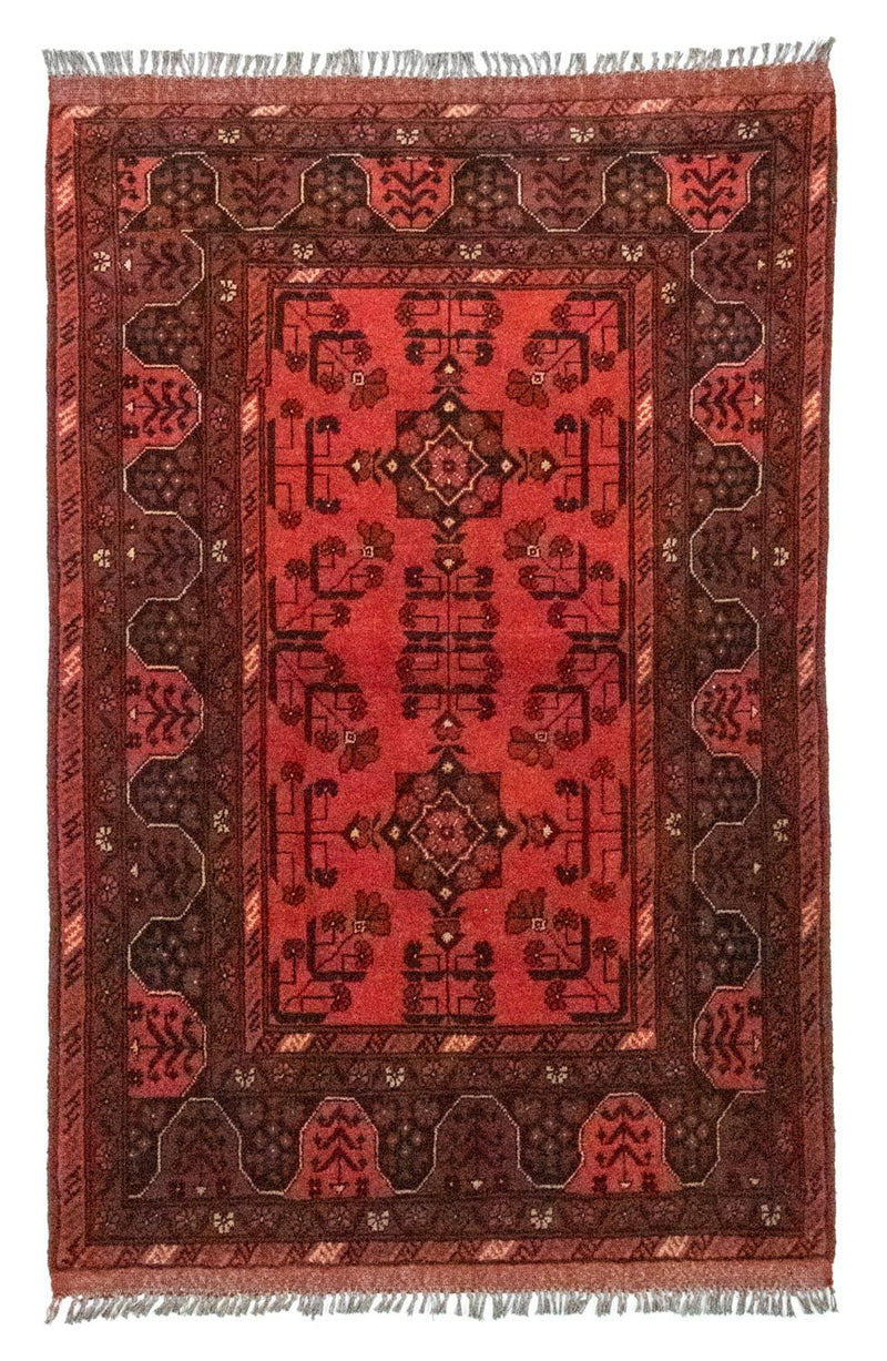 Afghansk matta - Kunduz - 150 x 100 cm - röd