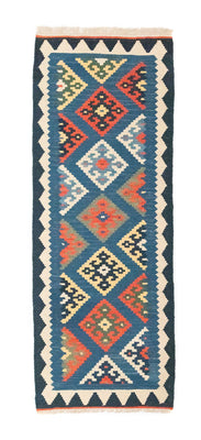Runner Kelim Carpet - orientalisk matta - 201 x 65 cm - blå