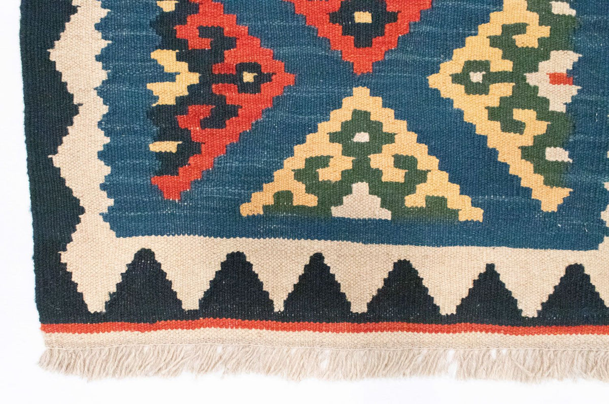 Runner Kelim Carpet - orientalisk matta - 201 x 65 cm - blå