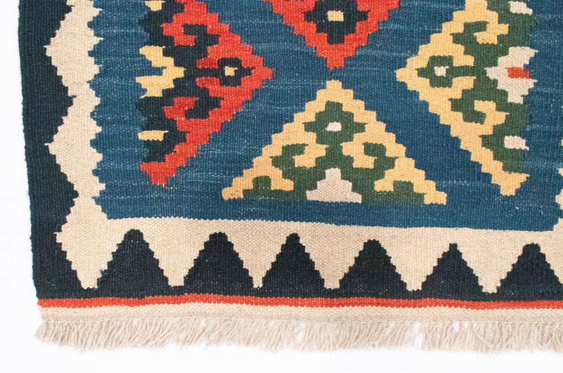 Runner Kelim Carpet - orientalisk matta - 201 x 65 cm - blå