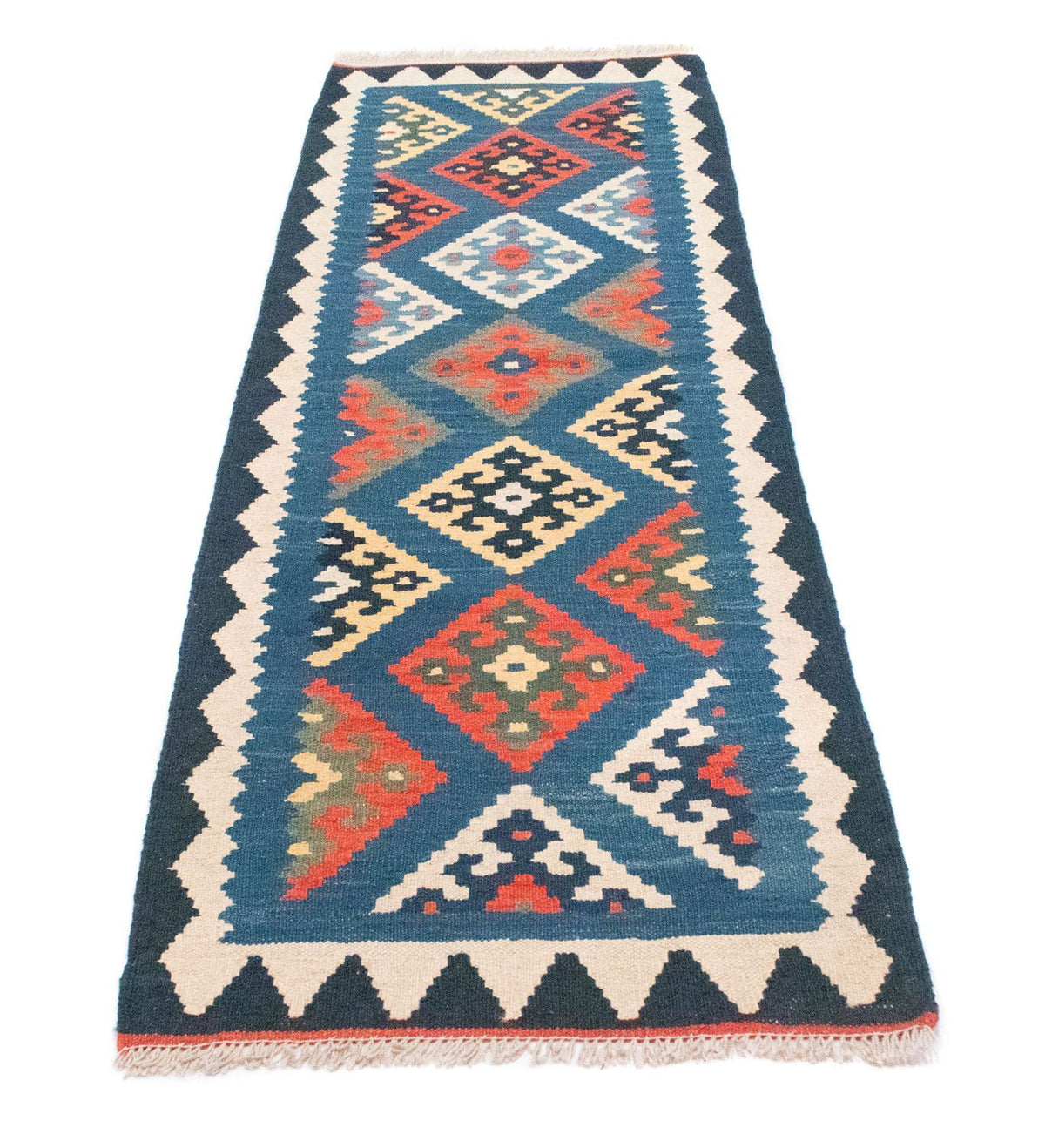Runner Kelim Carpet - orientalisk matta - 201 x 65 cm - blå