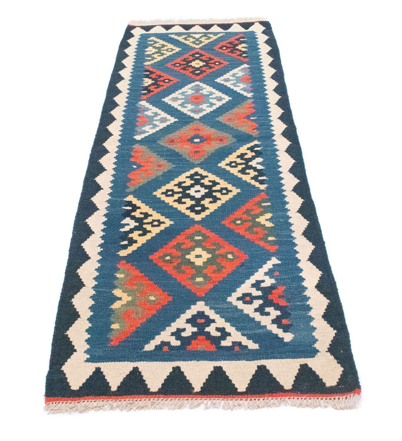 Runner Kelim Carpet - orientalisk matta - 201 x 65 cm - blå