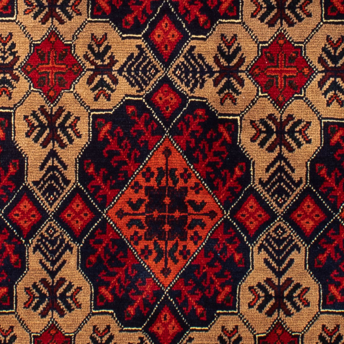 Afghansk matta - 144 x 98 cm - mörkröd