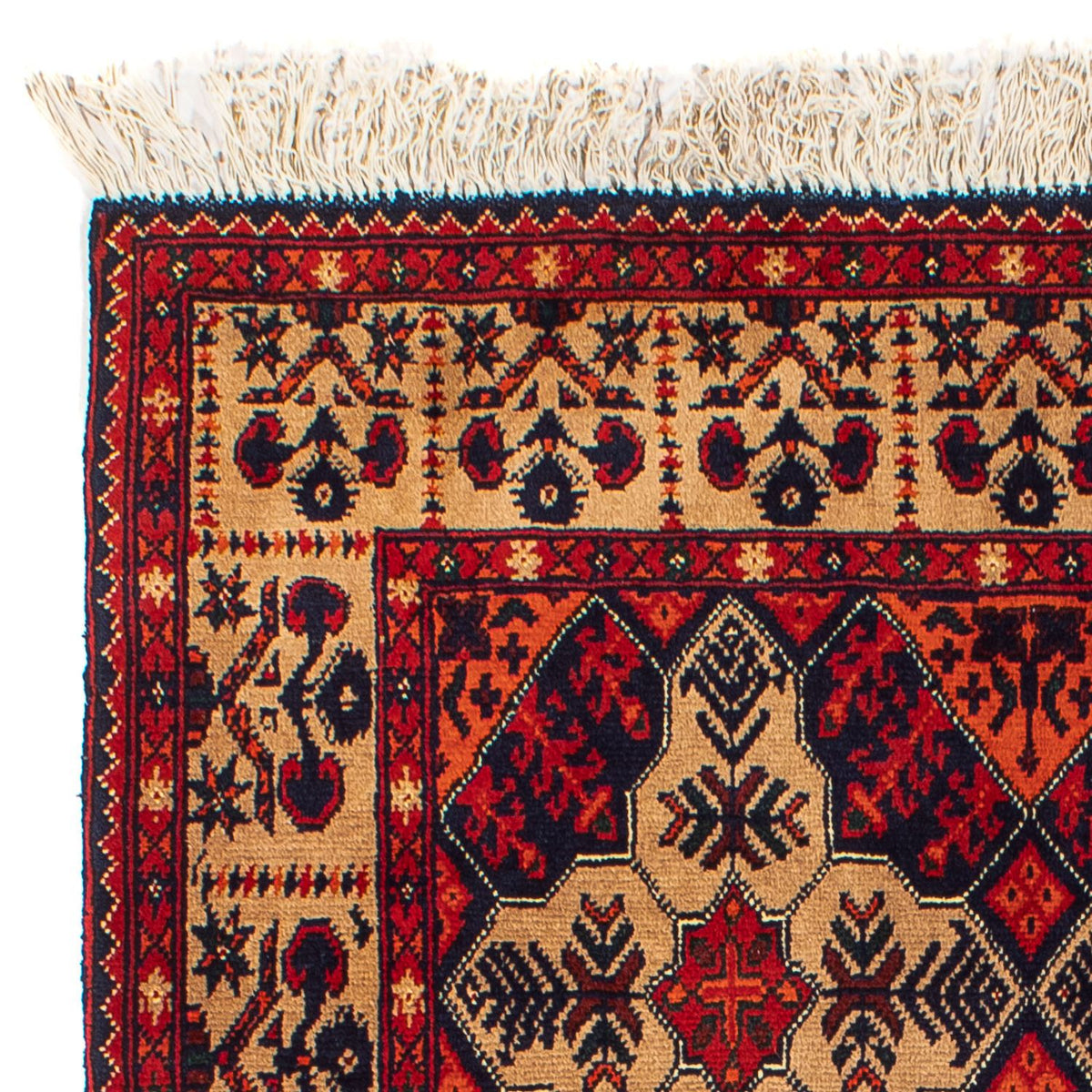 Afghansk matta - 144 x 98 cm - mörkröd