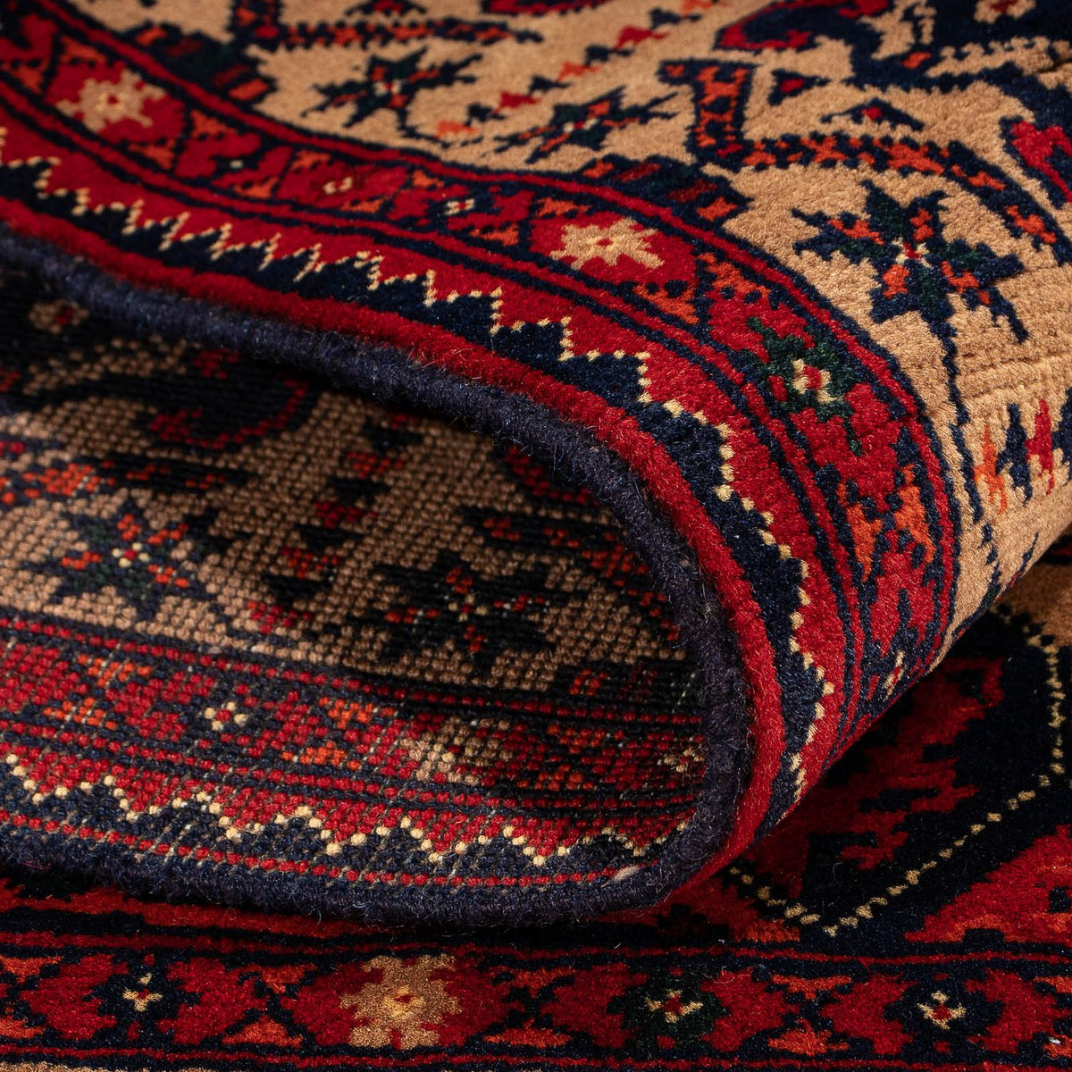 Afghansk matta - 144 x 98 cm - mörkröd