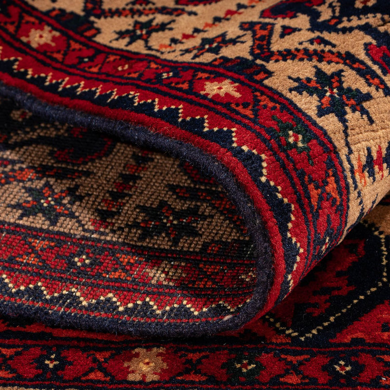 Afghansk matta - 144 x 98 cm - mörkröd