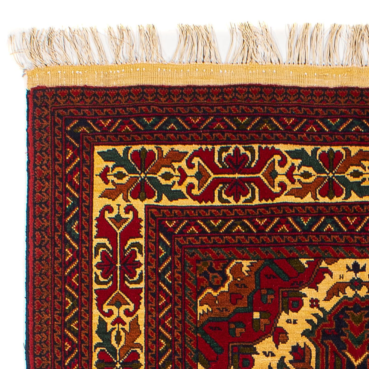 Afghansk matta - 145 x 93 cm - mörkröd