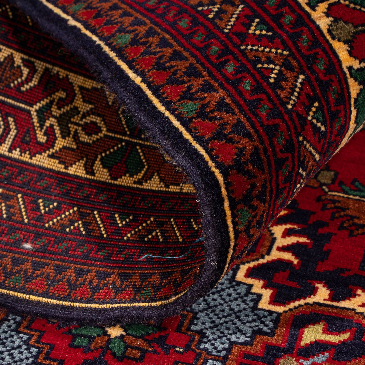 Afghansk matta - 145 x 93 cm - mörkröd