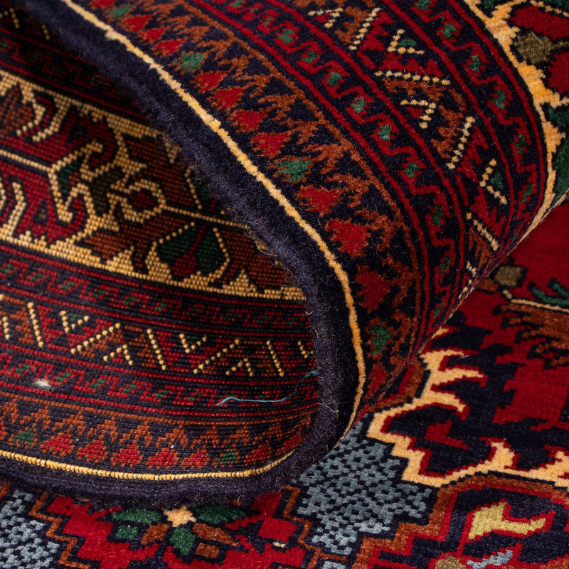 Afghansk matta - 145 x 93 cm - mörkröd