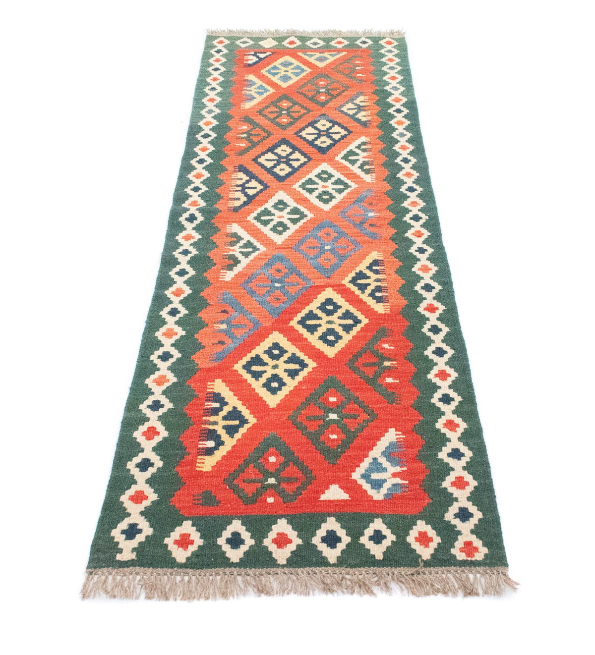 Runner Kelim Carpet - orientalisk matta - 202 x 61 cm - orange