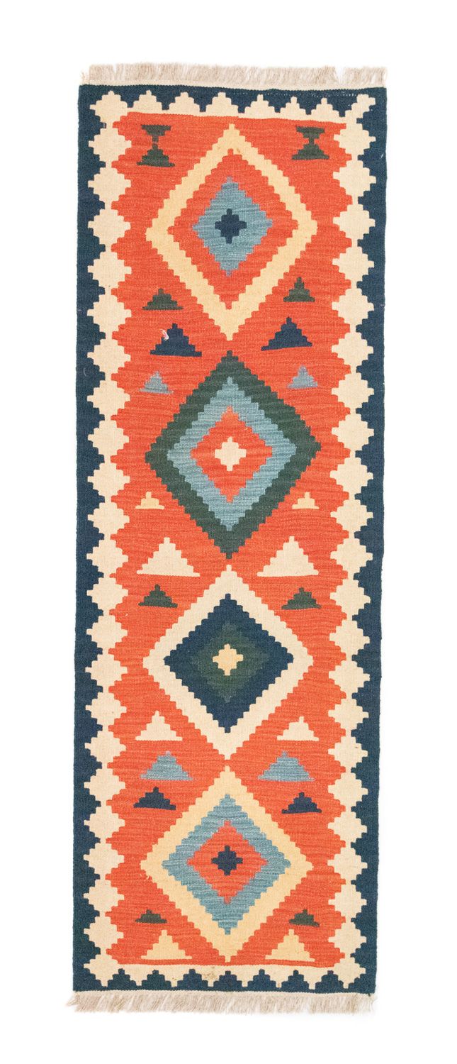 Runner Kelim Carpet - orientalisk matta - 203 x 68 cm - orange