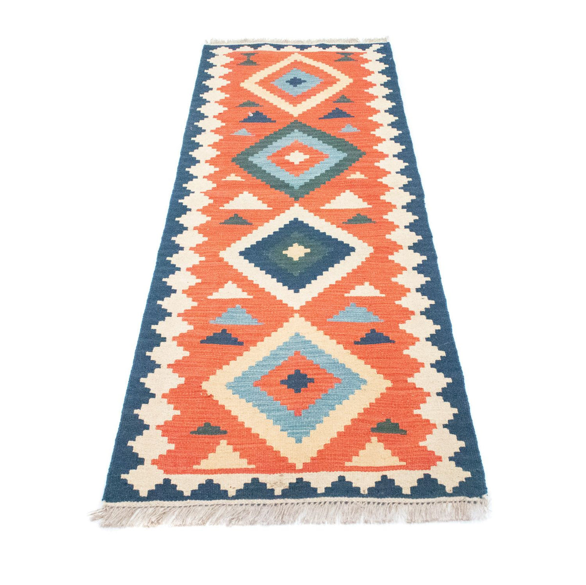 Runner Kelim Carpet - orientalisk matta - 203 x 68 cm - orange