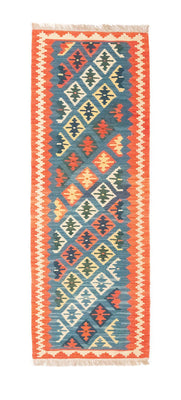 Runner Kelim Carpet - orientalisk matta - 198 x 64 cm - blå