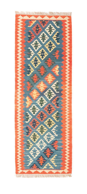 Runner Kelim Carpet - orientalisk matta - 198 x 64 cm - blå