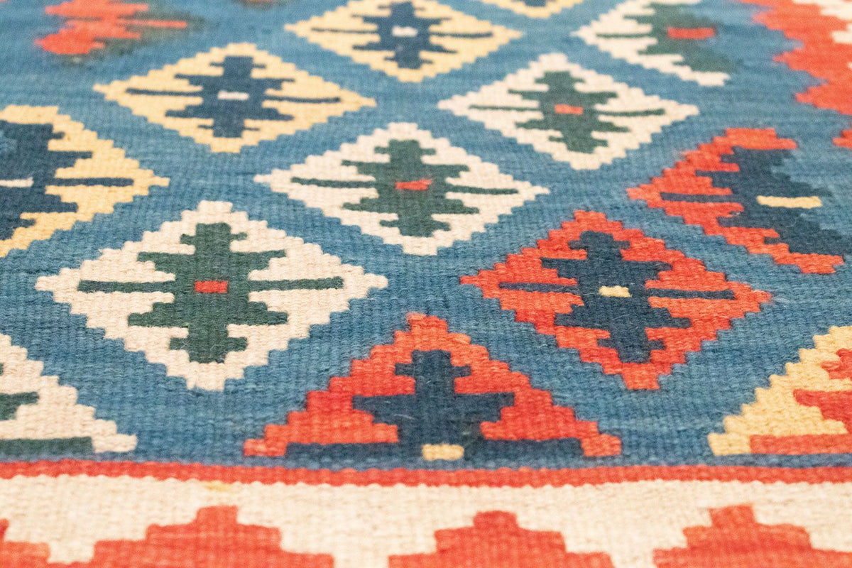 Runner Kelim Carpet - orientalisk matta - 198 x 64 cm - blå