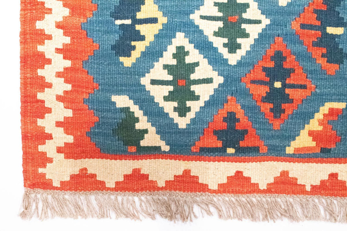 Runner Kelim Carpet - orientalisk matta - 198 x 64 cm - blå