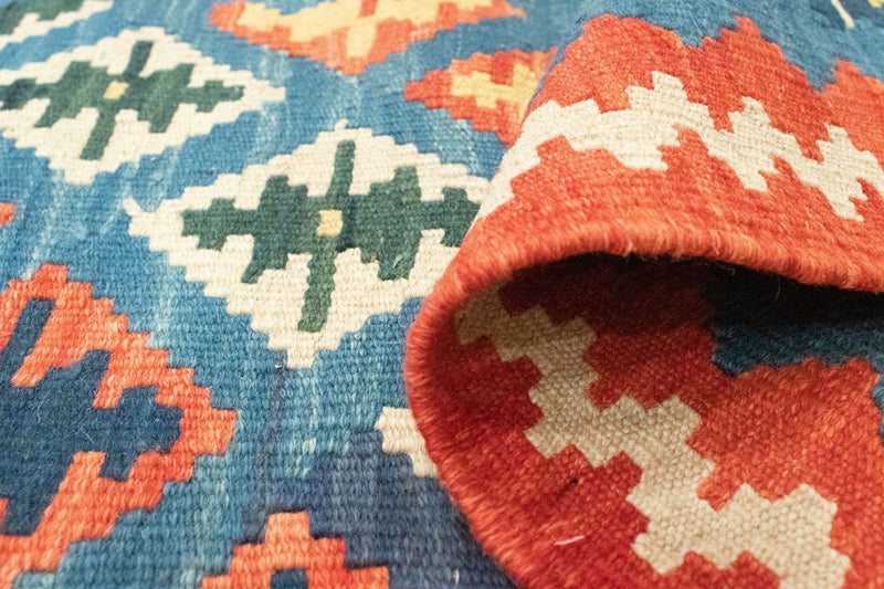 Runner Kelim Carpet - orientalisk matta - 198 x 64 cm - blå