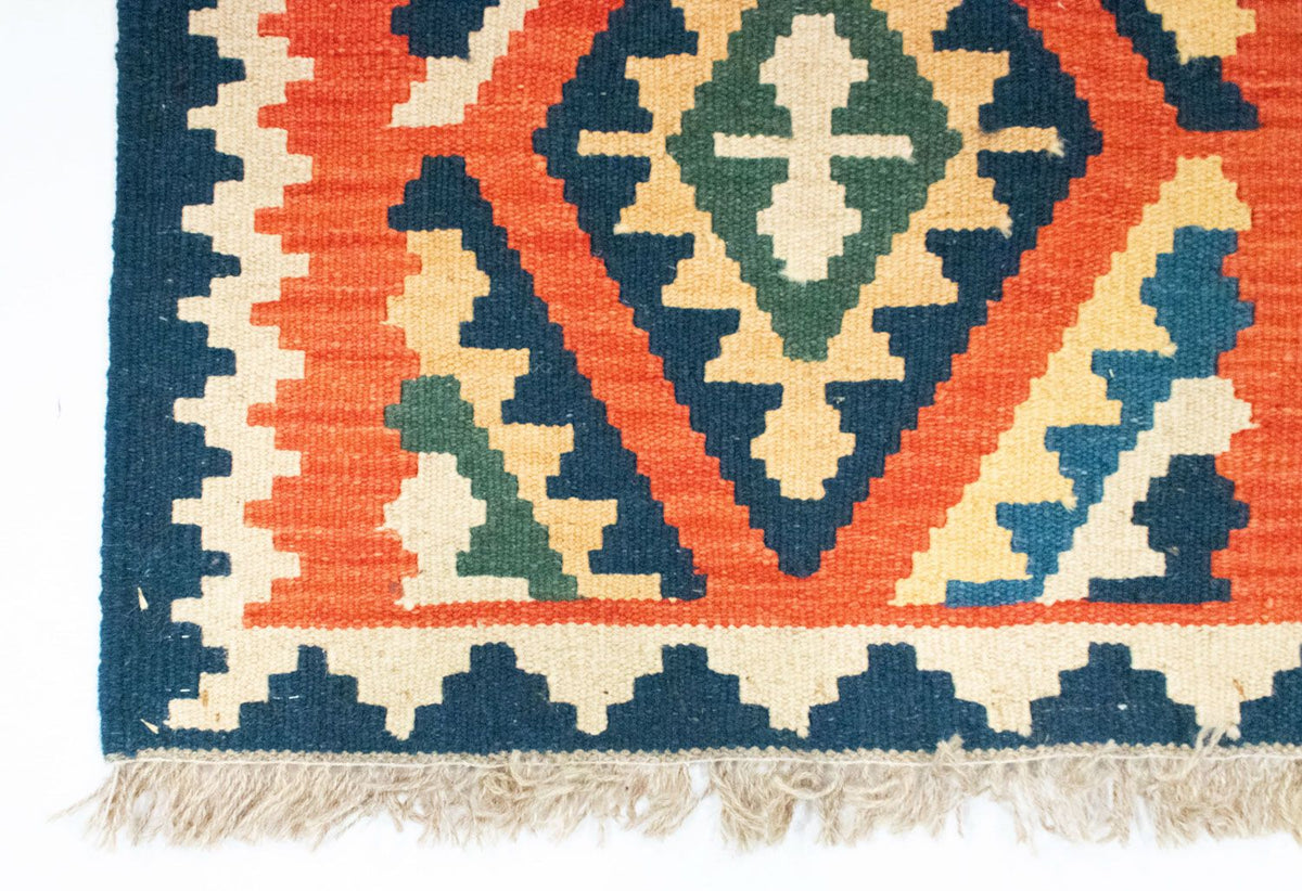 Runner Kelim Carpet - orientalisk matta - 204 x 60 cm - orange