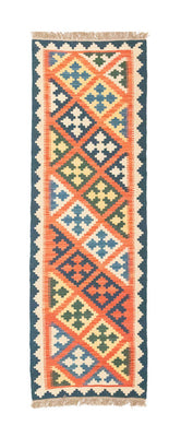 Runner Kelim Carpet - orientalisk matta - 206 x 61 cm - orange