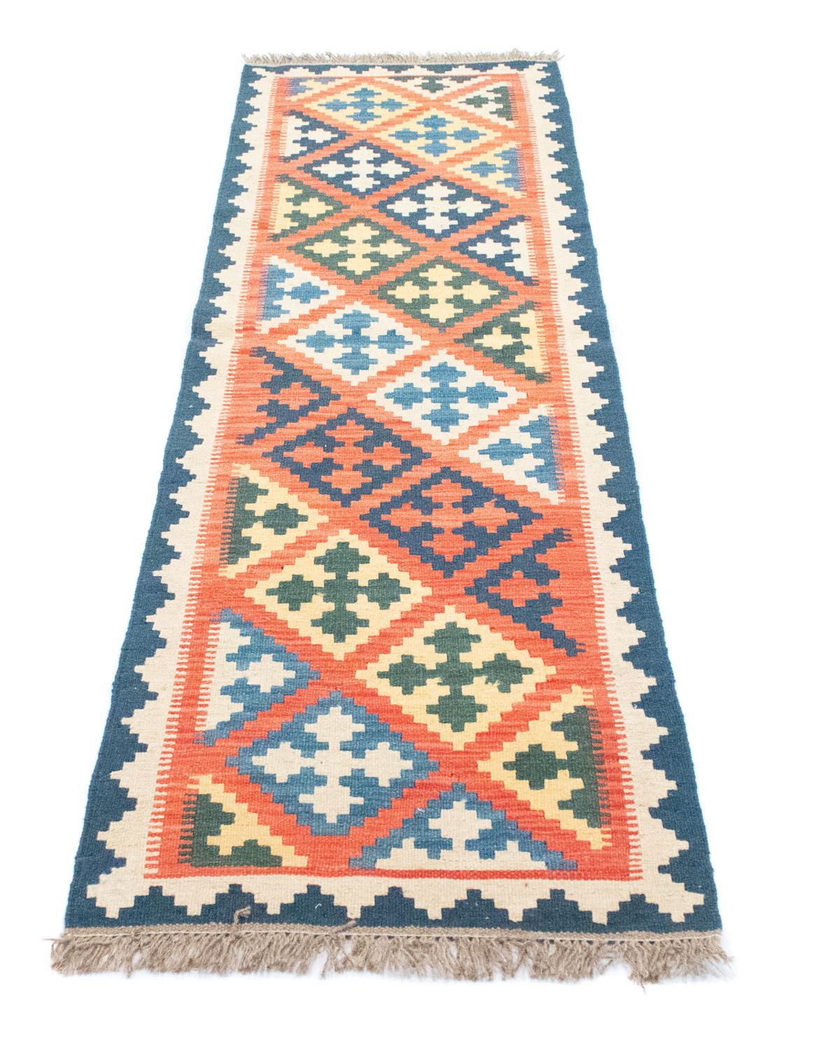 Runner Kelim Carpet - orientalisk matta - 206 x 61 cm - orange
