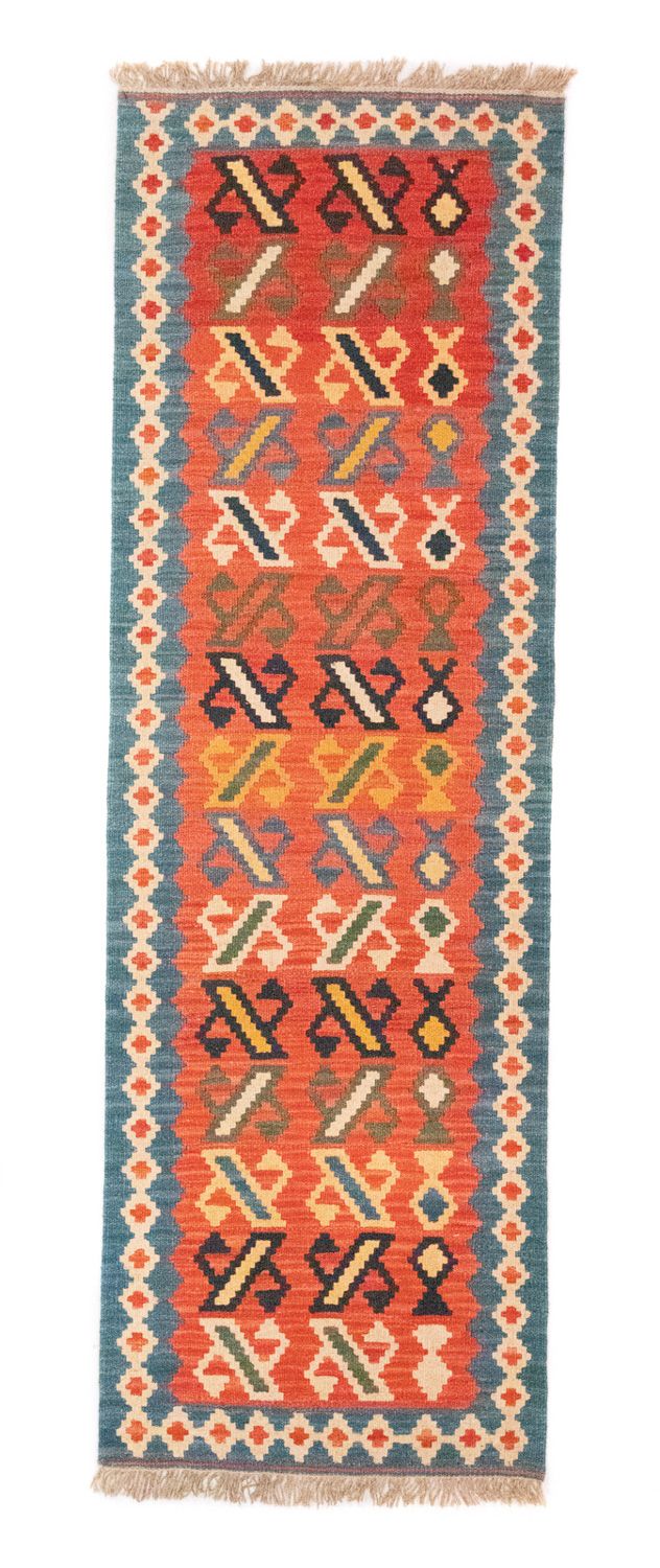 Runner Kelim Carpet - orientalisk matta - 203 x 65 cm - orange