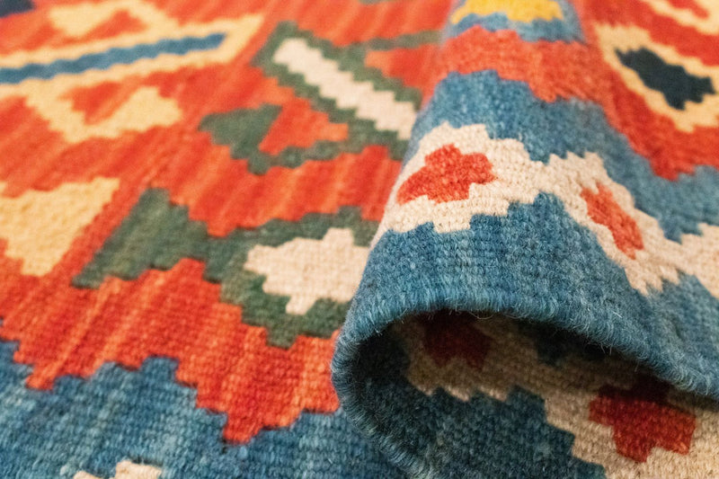 Runner Kelim Carpet - orientalisk matta - 203 x 65 cm - orange