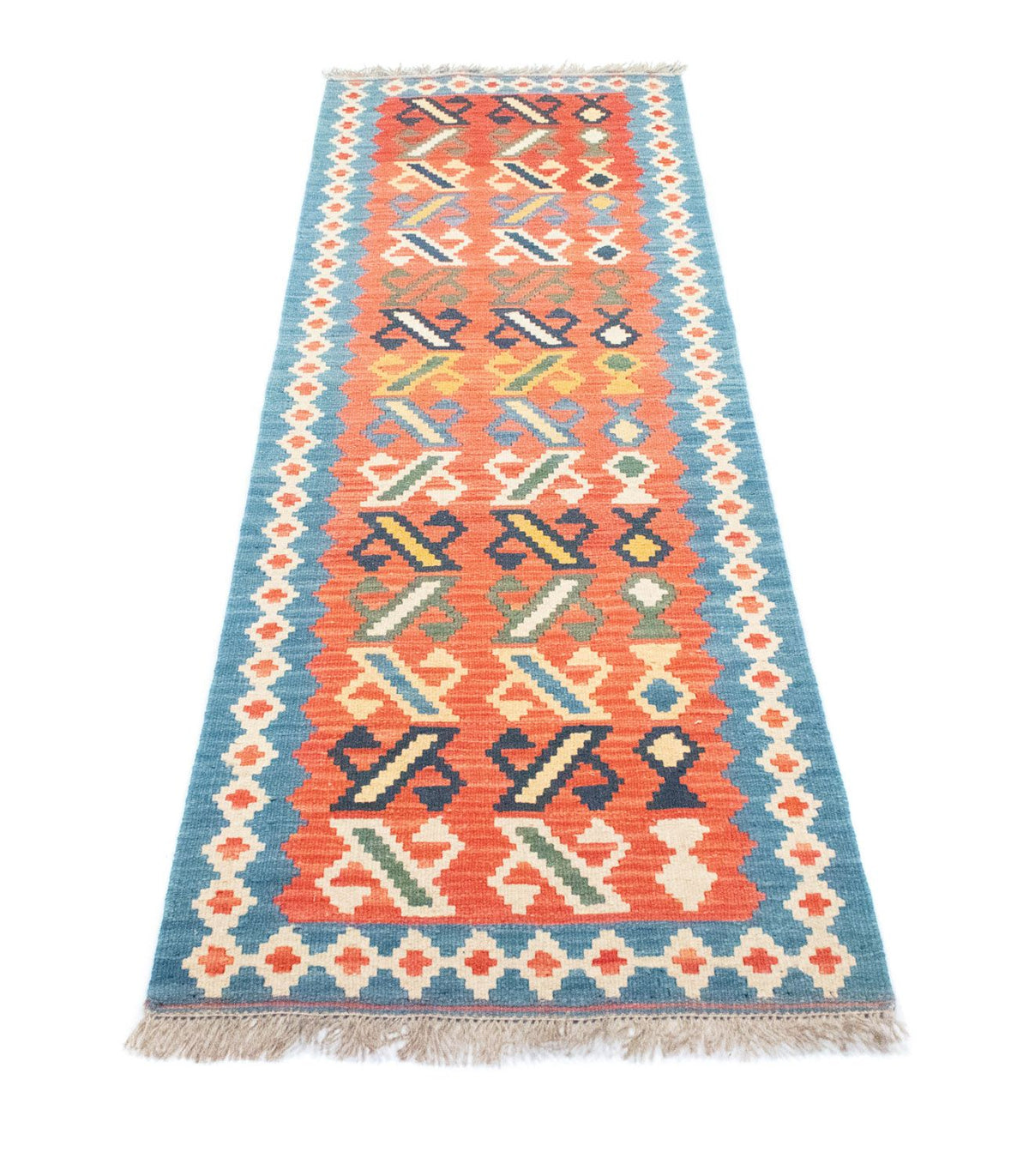Runner Kelim Carpet - orientalisk matta - 203 x 65 cm - orange