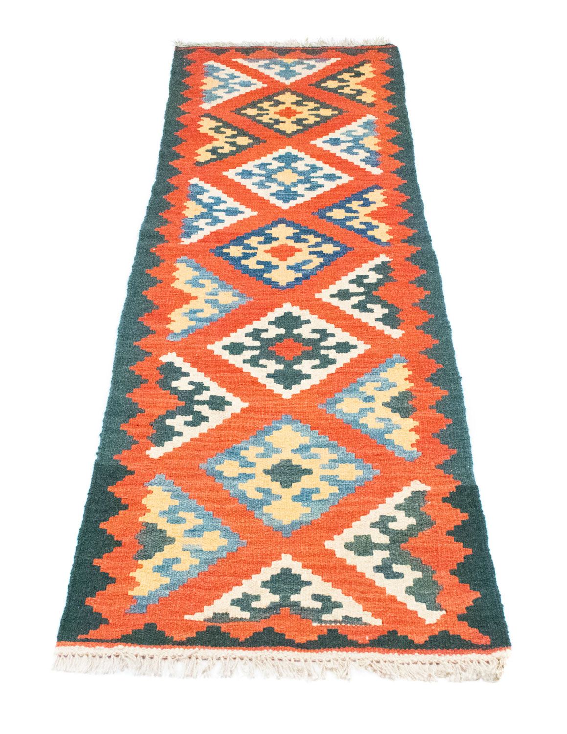 Runner Kelim Carpet - orientalisk matta - 207 x 62 cm - orange