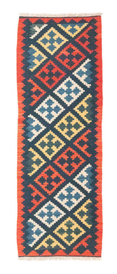 Runner Kelim Carpet - orientalisk matta - 204 x 70 cm - blå