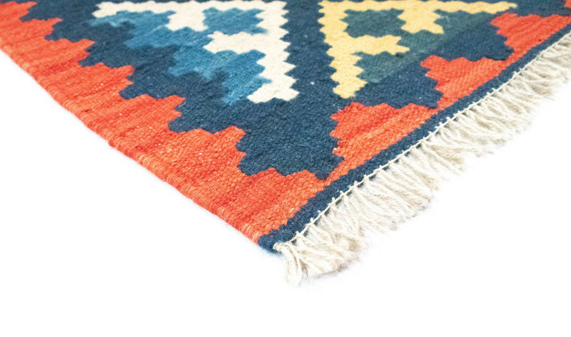 Runner Kelim Carpet - orientalisk matta - 204 x 70 cm - blå