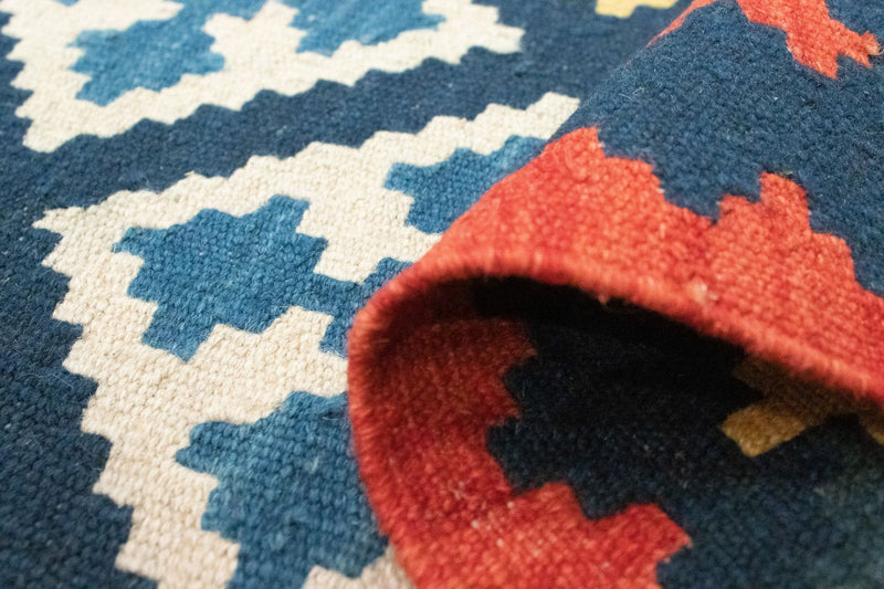 Runner Kelim Carpet - orientalisk matta - 204 x 70 cm - blå