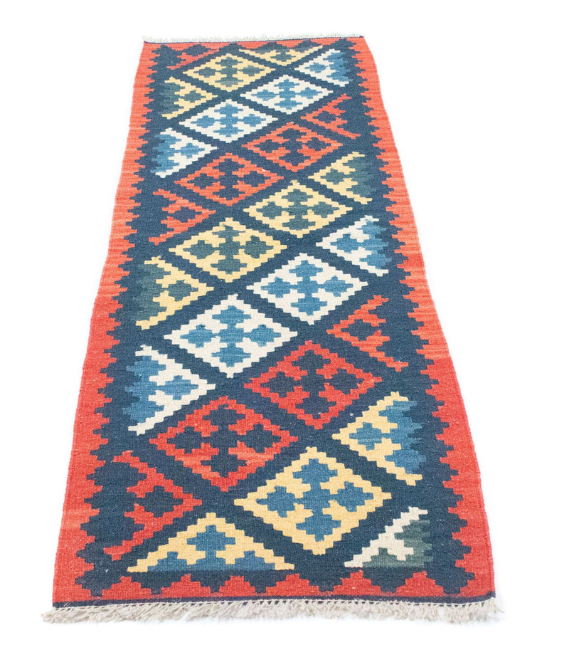 Runner Kelim Carpet - orientalisk matta - 204 x 70 cm - blå