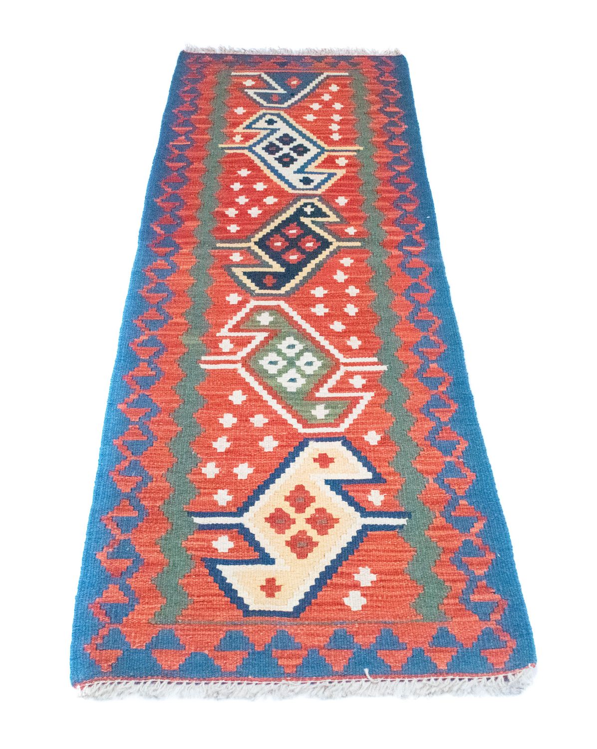 Runner Kelim Carpet - orientalisk matta - 194 x 64 cm - orange