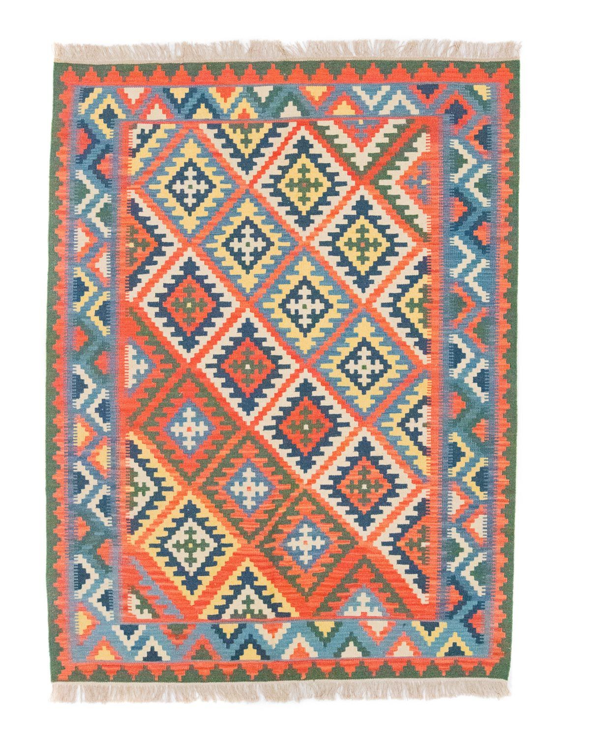 Kelim Carpet - orientalisk matta - 196 x 150 cm - orange
