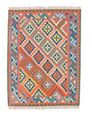 Kelim Carpet - orientalisk matta - 196 x 150 cm - orange