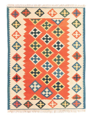 Kelim Carpet - orientalisk matta - 196 x 150 cm - orange